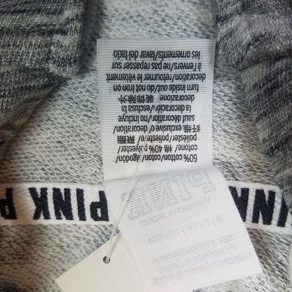 Nwt VS PINK GRAY BLING FLEECE ZIP SWEATER SMALL - Picture 3 of 5